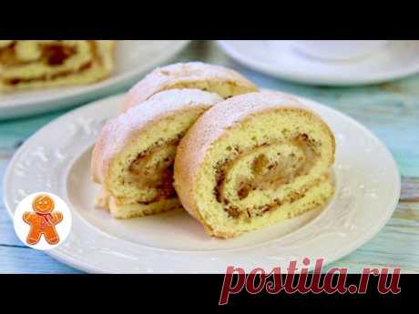 Шарлотка рулетом 🍎 Нежный Воздушный Рулет с Яблоками