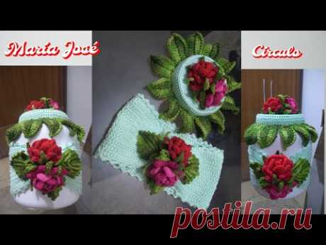 Decoração floral para porta condimentos em crochê com Maria José.