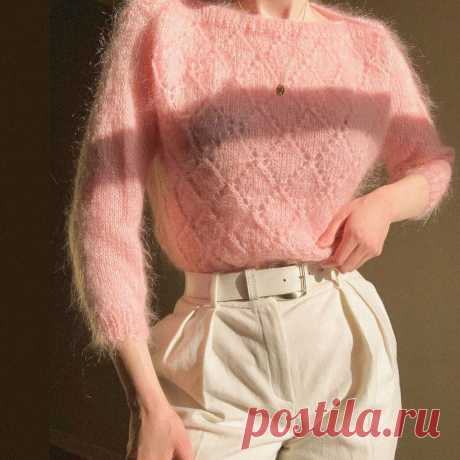 Джемпер с ажурными ромбами (схема узора)