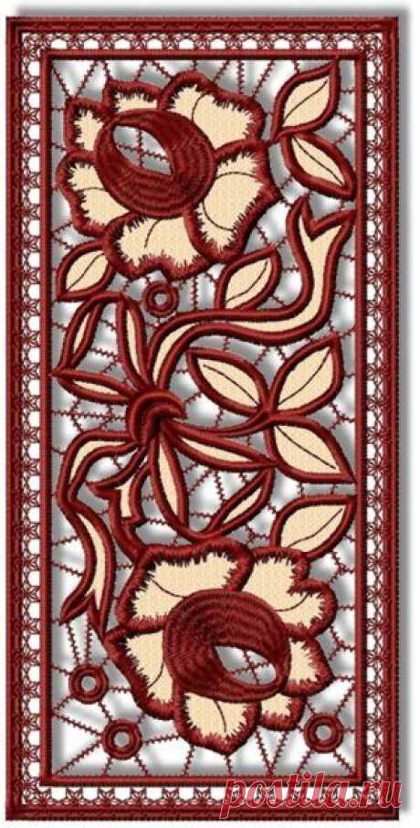 Advanced Embroidery Designs - Cutwork Lace Rose Panel