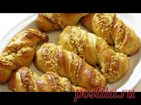 Оооочень вкусные булочки с орешками. delicious buns with nuts. Ингредиенты: 650-700 гр. муки, 500 мл. теплого молока, 1 ч. л. соли, 50 мл. подсолнечного масл...