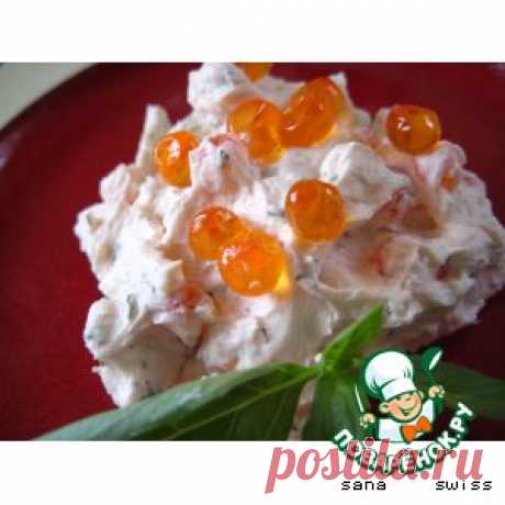 Пикантный сырный крем с чесноком и красной икрой - кулинарный рецепт