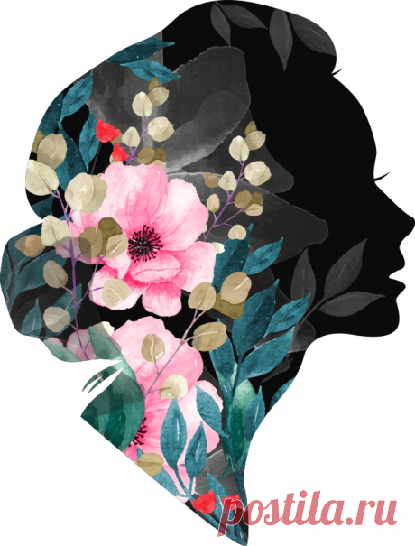 Vinilo arte silueta mujer con ramo de flores - TenVinilo