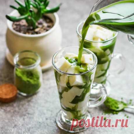 Йогуртовое желе в сиропе из зеленого чая