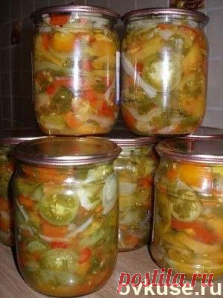 Салат на зиму из зеленых помидоров - Простые рецепты Овкусе.ру