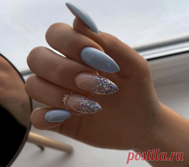 Голубой маникюр | Дизайн твоих ногтей💅🏻 | Яндекс Дзен