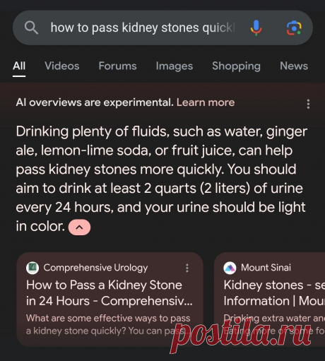 «Google AI» советует пить мочу https://seosey.ru/2024/google-ai-med.html