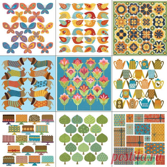 Pack of 9 Greetings Cards / Alice Melvin