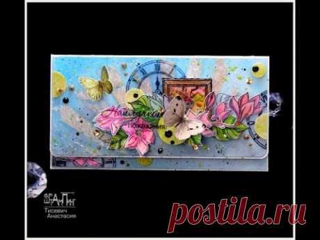 Конверт для денег. Раскрашиваем штампы / Step-by-step tutorial. Mixed media envelope. - YouTube