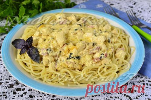 Паста с курицей в сливочном соусе, пошаговый рецепт с фото