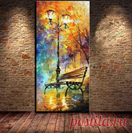 painting grasses Picture - More Detailed Picture about Hand Painted Abstract Park Bench Night Landscape Knife Picture Oil Painting On Canvas Home Decor Modern Wall Art Picture in Painting &amp; Calligraphy from Idea Art &amp; Paintings Factory | Aliexpress.com | Alibaba Group