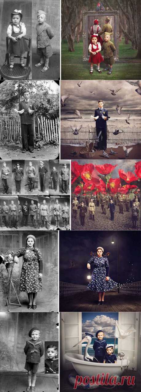 Художница превращает старинные фотографии в крышесносящие иллюстрации