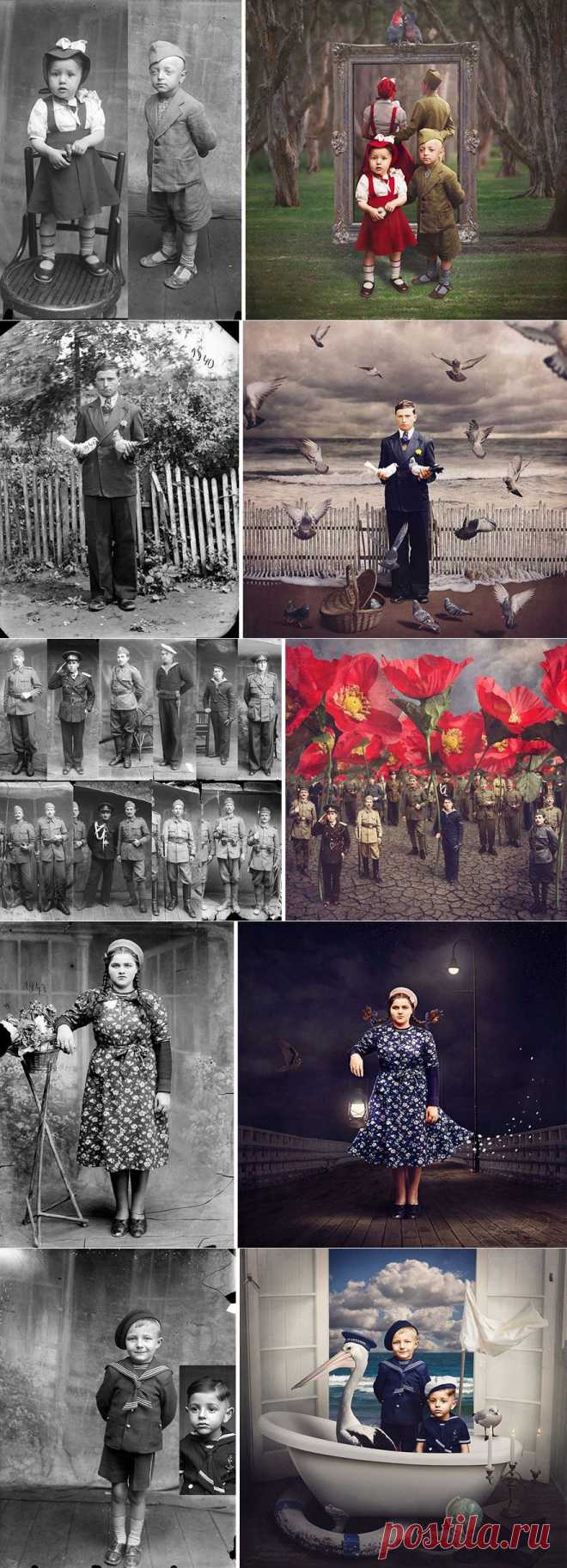 Художница превращает старинные фотографии в крышесносящие иллюстрации
