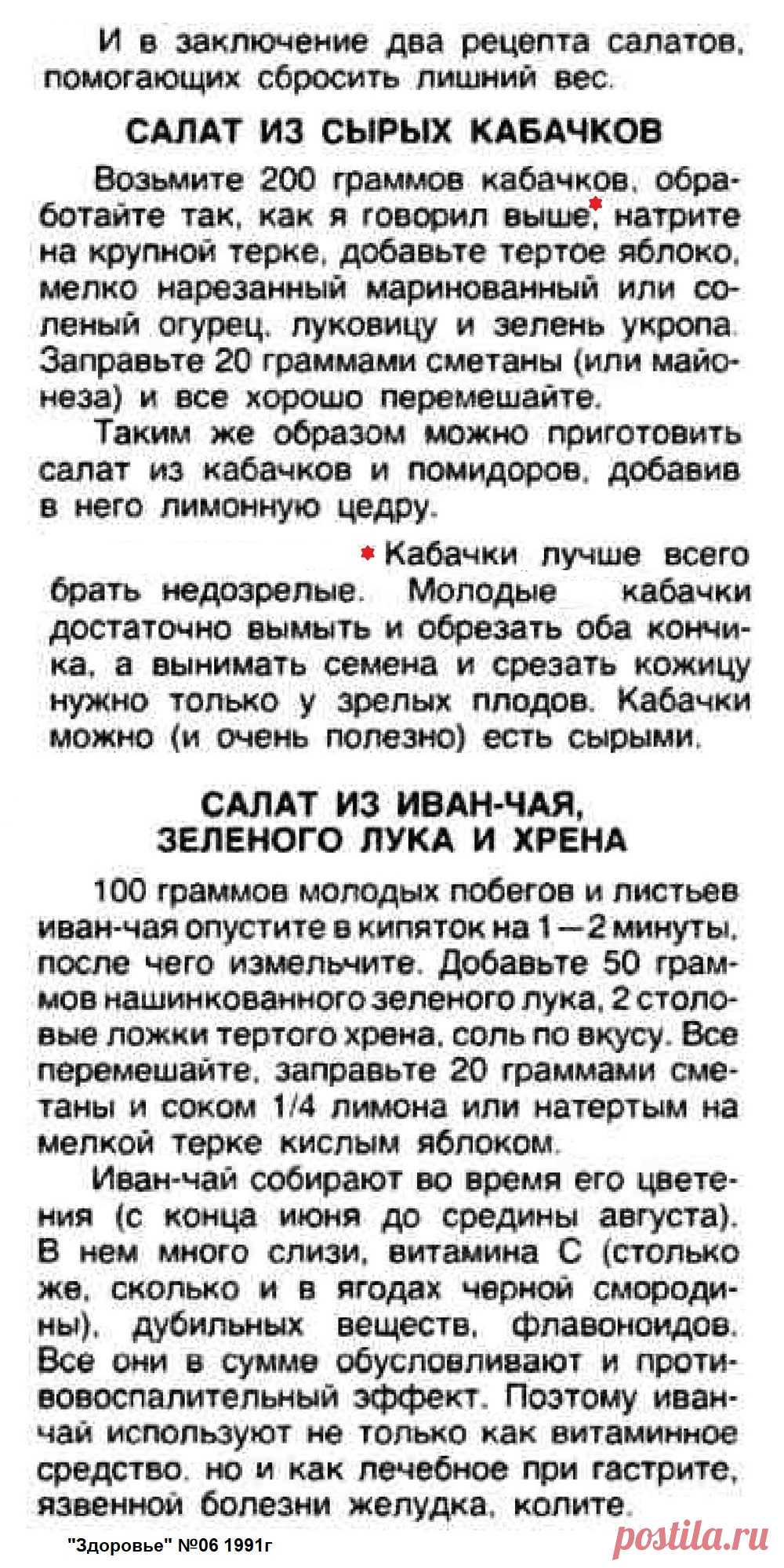 Салат из сырых кабачков. Салат из иван-чая, зеленого лука и хрена
