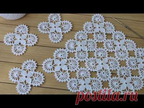 Простой КВАДРАТНЫЙ МОТИВ вязание крючком для начинающих СХЕМА мотива Crochet motif tutorial patterns