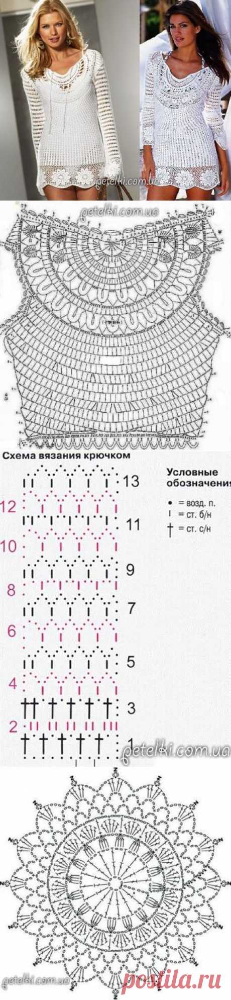 Белоснежная туника крючком КЛЕОПАТРА. Описание, схемы