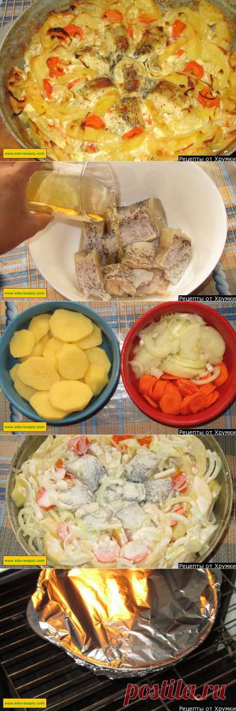 Щука в духовке с картофелем