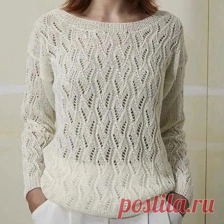 Ажурный джемпер спицами. / knittingideas.ru