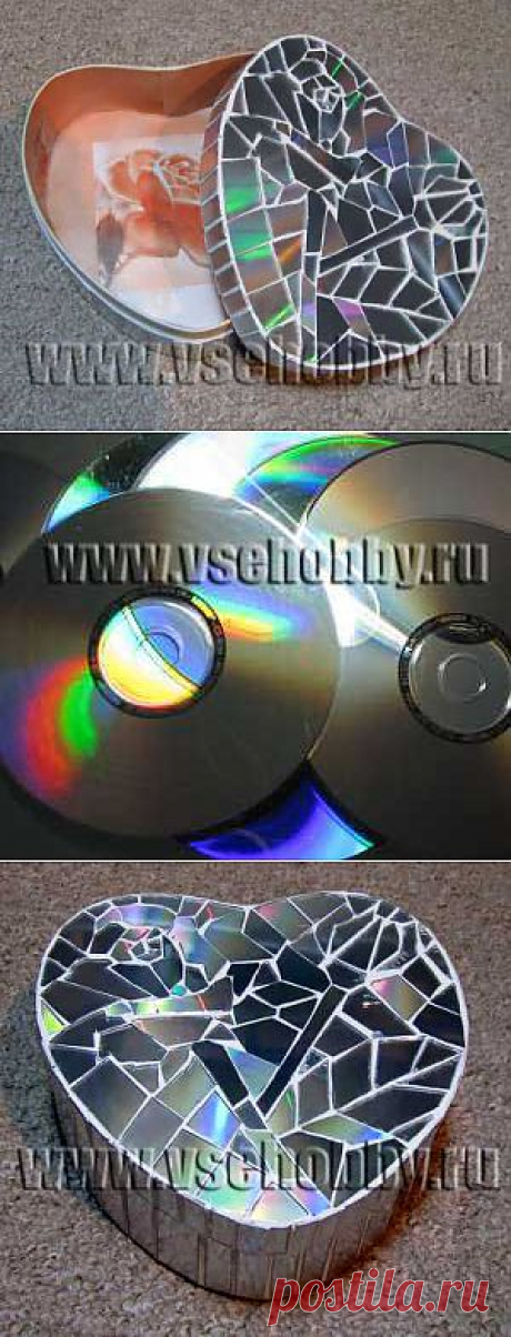Мозаика из CD дисков на шкатулке своими руками