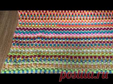 Плотный коврик из остатков пряжи крючком