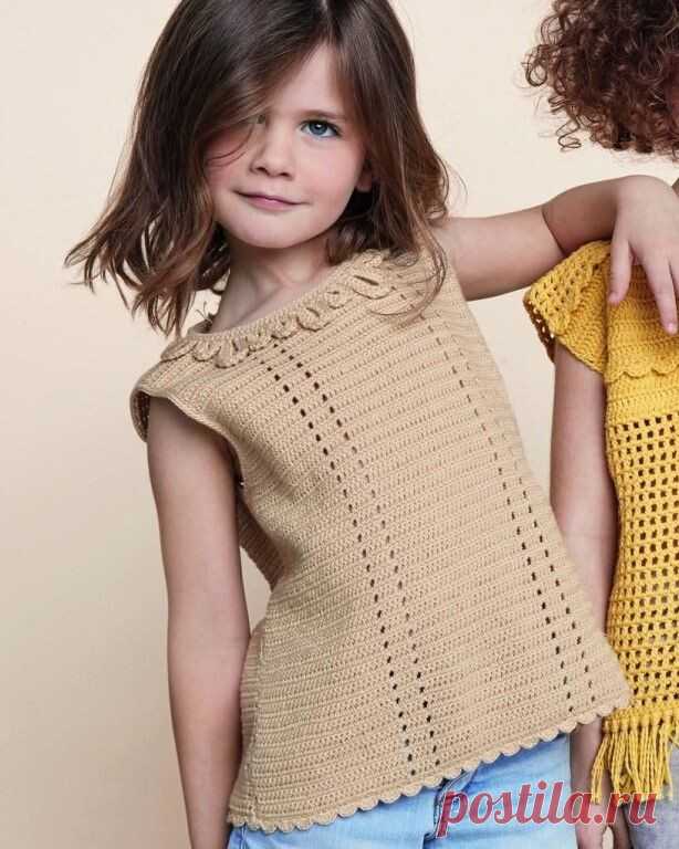 летний топик крючком для девочки. топик вязаный летний для девочки. вязаный топ на девочку 8 лет. вязаные топы для детей. топик для девочки.