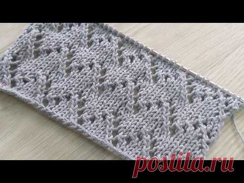 Красивый ажурный узор. Вязание спицами. Openwork knitting pattern.