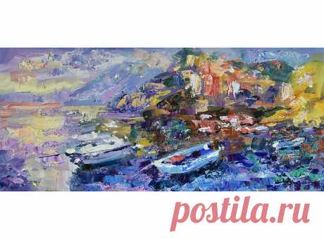 Italy Painting 意大利景观 Landscape Original Artwork Riomaggiore Impressionism 油畫原作 - Shop ArtDivyaGallery Posters - Pinkoi Italy Painting 意大利景观 Landscape Artwork Riomaggiore Original Art Impressionism 油畫原作 Oil Cardboard Palette Knife Wall Art 17 x 36 cm., 7 x 14 inches by Savenkova 100% Handmade Original Medium: cardboard, oil. Style: Modern, Impressionism, Impasto. The painting is covered with a protective layer of professional varnish. Beautiful painting for home and office.