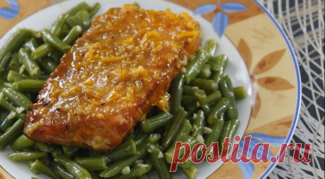 Семга с зеленой фасолью и апельсиновым соусом, пошаговый рецепт с фото