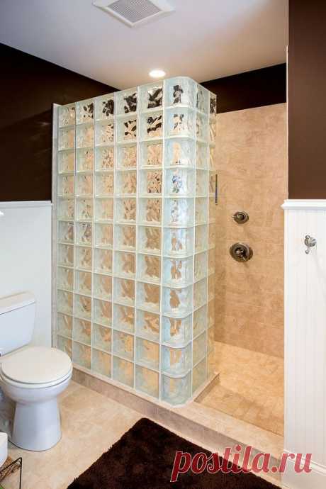 Glass Block Shower | The walk-in shower in the master bath f… | Flickr