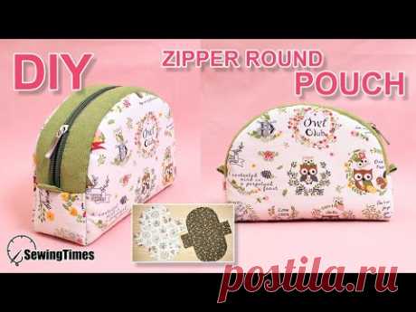 Как сшить косметичку | Как сшить сумка своими руками | DIY ZIPPER ROUND POUCH BAG [sewingtimes]