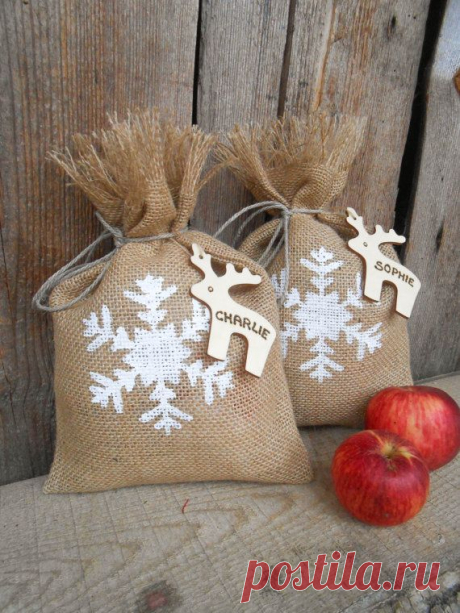 Christmas Gift Sack Personalized Gift Bag Santa by ViViCreative