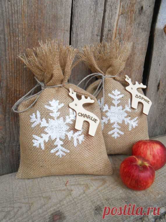 Christmas Gift Sack Personalized Gift Bag Santa by ViViCreative