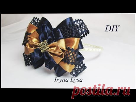 Бант для волосся з атласної стрічки/ Майстер-клас/ Make a hair bow with satin ribbon/tutorial