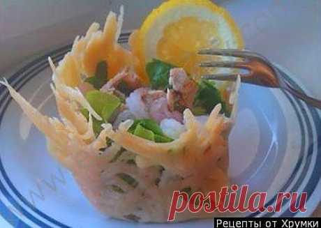 Кулинарный рецепт Сырные корзиночки с креветками с фото