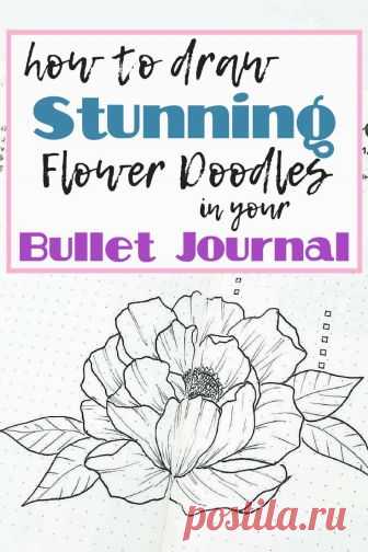 How to draw stunning flower doodles in your bullet journal. These easy planner doodles make any bujo or planner beautiful. Step-by-step instructions to make flower doodle art. Bullet journal ideas and inspiration, DIY planner decoration tips.