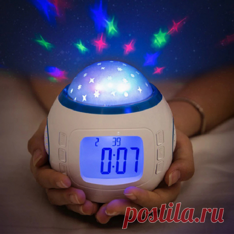 Night Light Projector LED Lamp Bedroom Digital Alarm Clock With Music for Kids - US$10.56