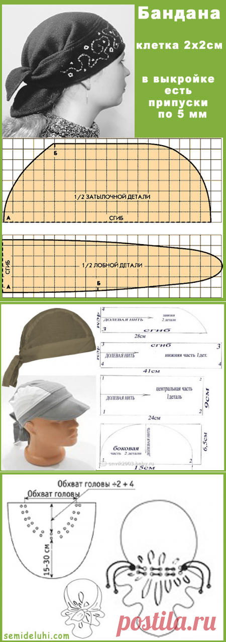 Сшить бандану женскую. Выкройки головных уборов. Выкройки головных уборов для женщин. Выкройка летнего головного убора. Летние женские головные уборы с выкройками.