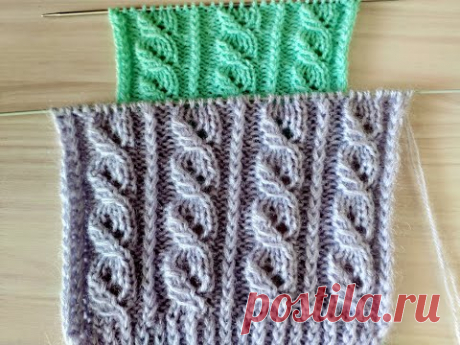 Ажурный узор для свитера. Вязание спицами.