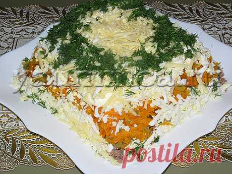 Салат с куриной печенью
