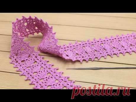 ЛЕНТОЧНОЕ КРУЖЕВО мастер-класс ПРОСТОЕ ВЯЗАНИЕ крючком для начинающих Easy to crochet lace ribbon
