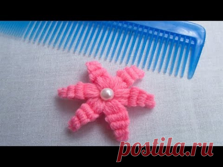 Hand Embroidery, Easy Flower Embroidery Trick with Hair Comb