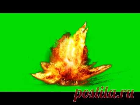 Big Fire Explosion on Green Screen