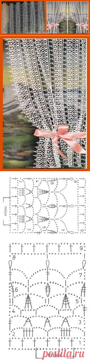 Занавески крючком со схемами простые и красивые