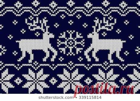 Merry Christmas Ornamental Card Knitting Deers Ilustración de stock347610170: Shutterstock