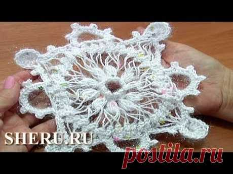 Hairpin Snowflake Lace Урок 7 часть 2 из 2 Снежинка вязаная на вилке