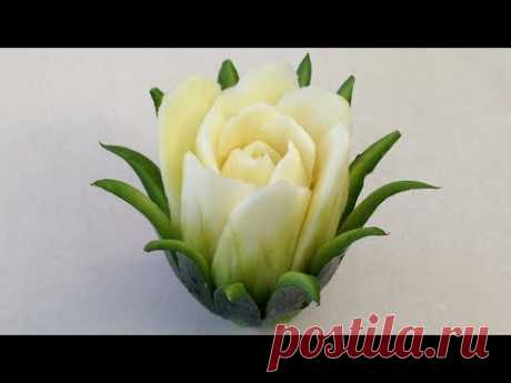 The Zucchini Cactus Rose Flower - Advanced Lesson 16 By Mutita Art Of Fruit And Vegetable Carving