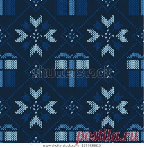 Vector de stock (libre de regalías) sobre Christmas Knitted Pattern Winter Geometric Seamless1254438013