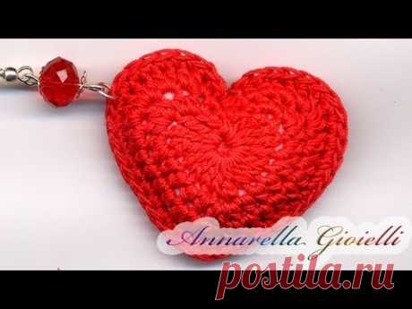 Tutorial - Orecchini Cuore 3D all'uncinetto. ( 3D heart crochet)