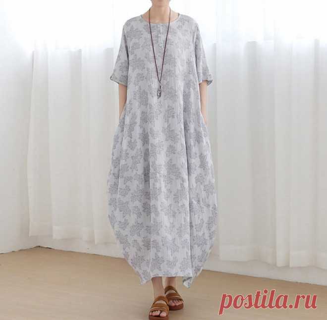 Light gray long dress linen dress holiday long dress summer | Etsy