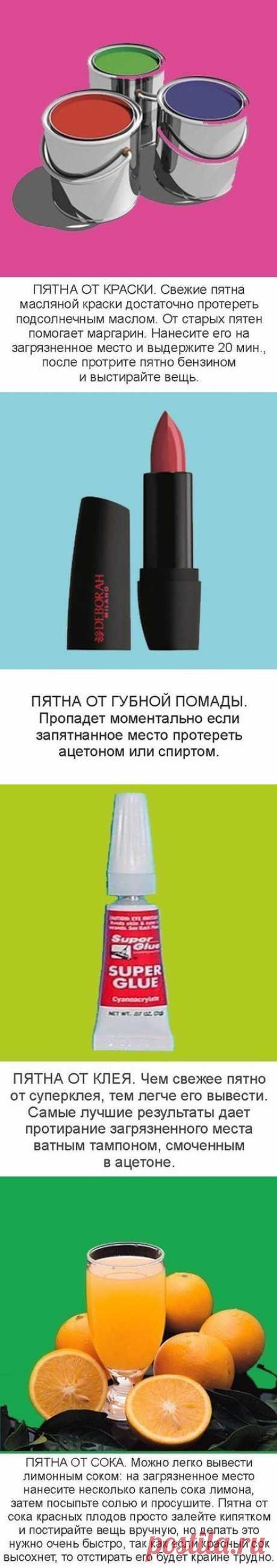 Полезные советы — как вывести пятна разного типа | Хитрости жизни